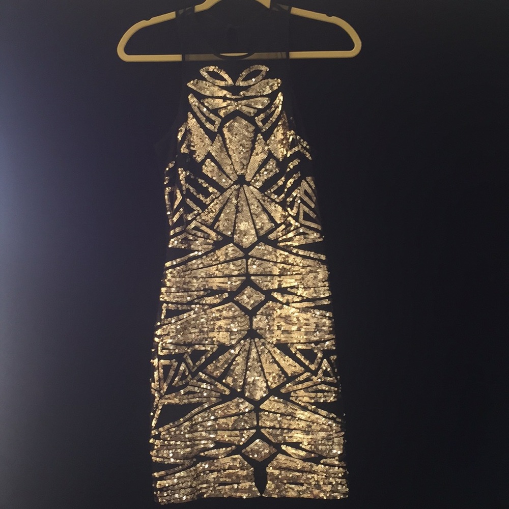 Bebe Gold Sequined Dress